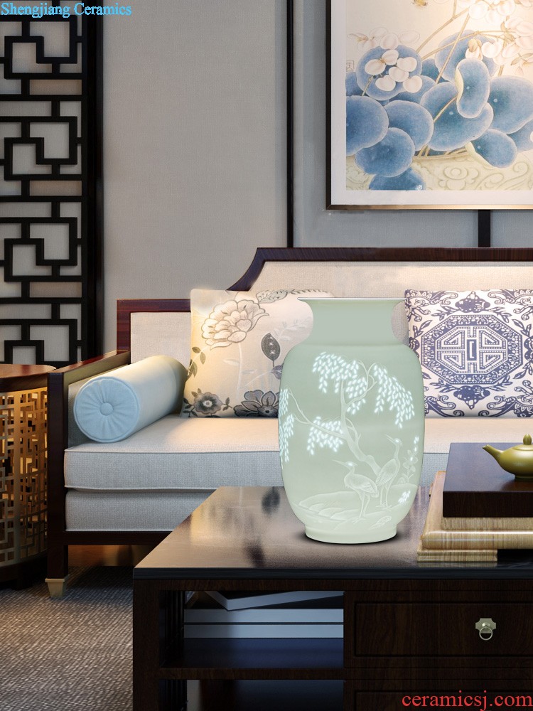 Jingdezhen ceramics sitting room of Chinese style household furnishing articles hand-painted five blessings vase flower arranging decorative arts and crafts