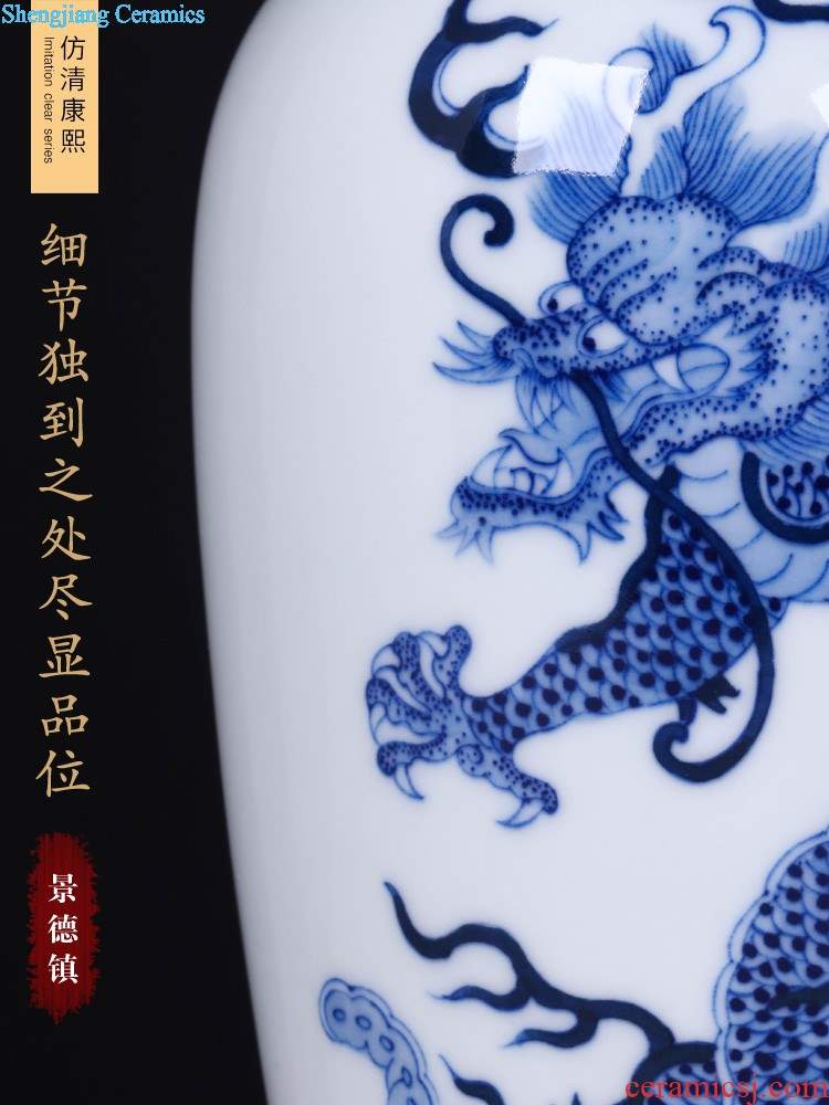 Jingdezhen ceramics antique blue and white lotus pond clear interest vase small play classical rich ancient frame decoration and furnishing articles