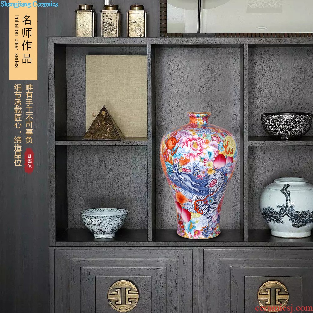 Jingdezhen ceramics imitation qing qianlong pastel peach nine celestial vases, large sitting room porch Chinese style act the role ofing is tasted furnishing articles