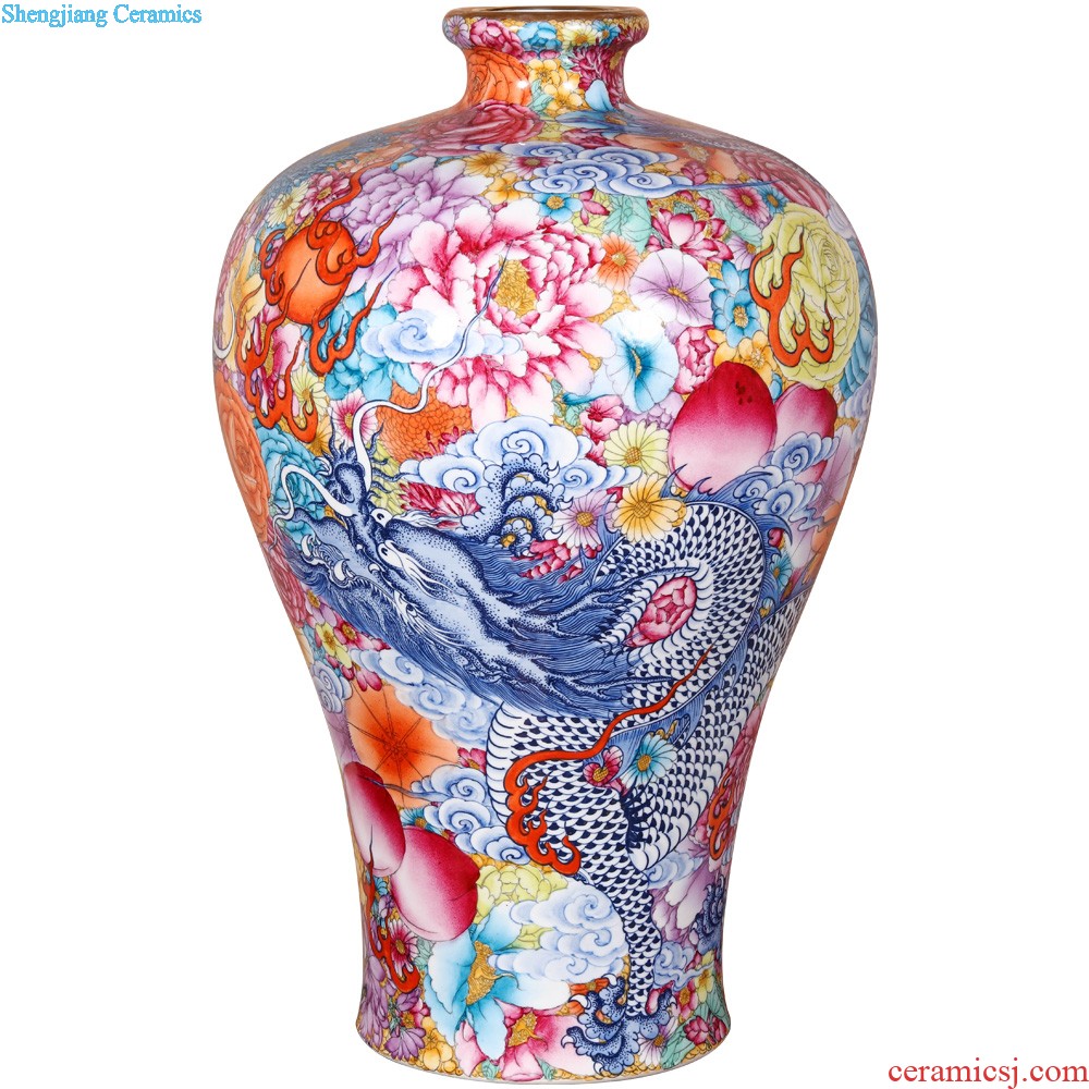 Jingdezhen ceramics imitation qing qianlong pastel peach nine celestial vases, large sitting room porch Chinese style act the role ofing is tasted furnishing articles