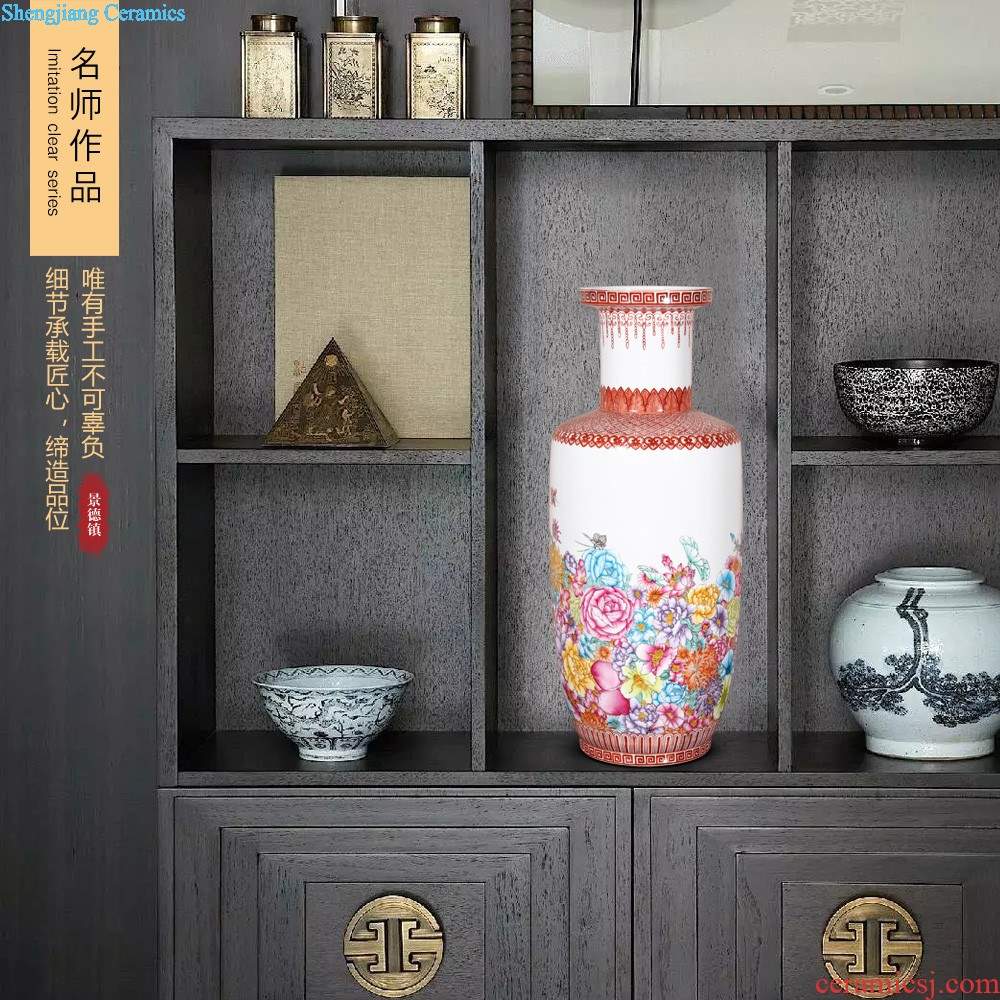 Jingdezhen ceramics furnishing articles hand-painted spring to the household of Chinese style living room TV ark at four vase flower decorations