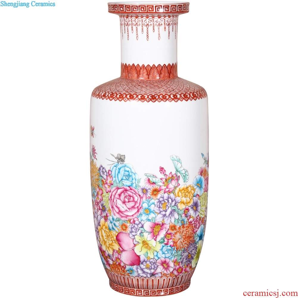 Jingdezhen ceramics furnishing articles hand-painted spring to the household of Chinese style living room TV ark at four vase flower decorations