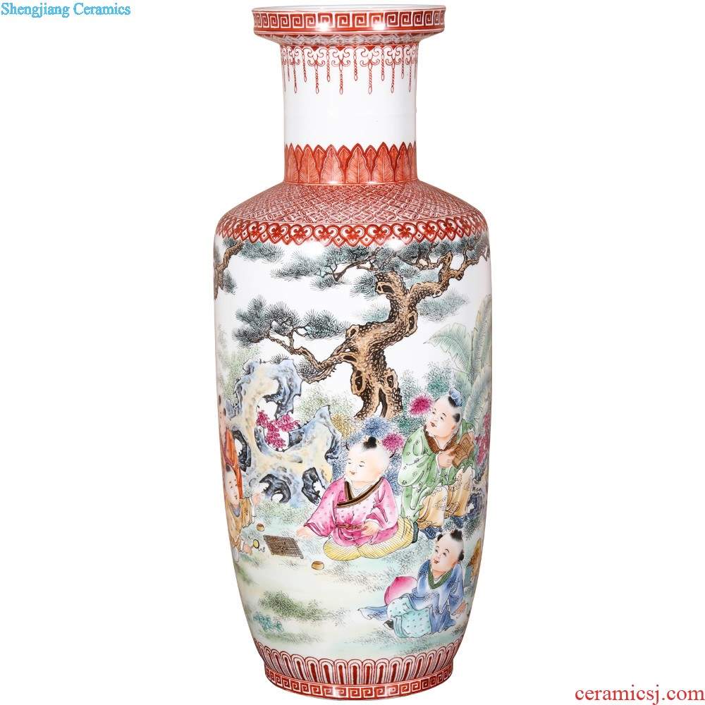 Jingdezhen ceramics powder enamel antique flower vase the celestial sphere sitting room of Chinese style household flower arranging jewelry collection furnishing articles