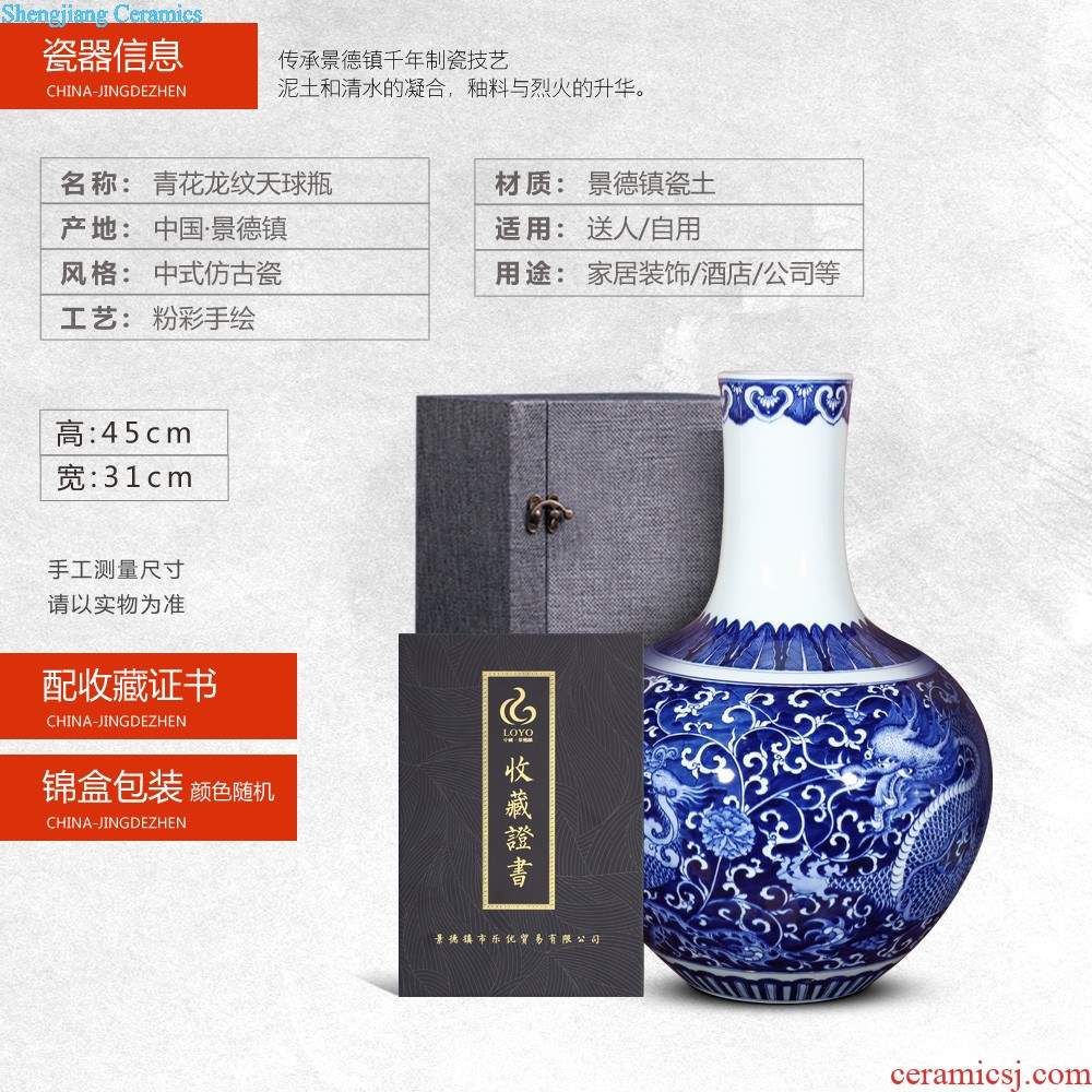 Jingdezhen ceramic vases, flower arranging large decorative hand-painted flowers and birds barrels of new Chinese style living room handicraft furnishing articles