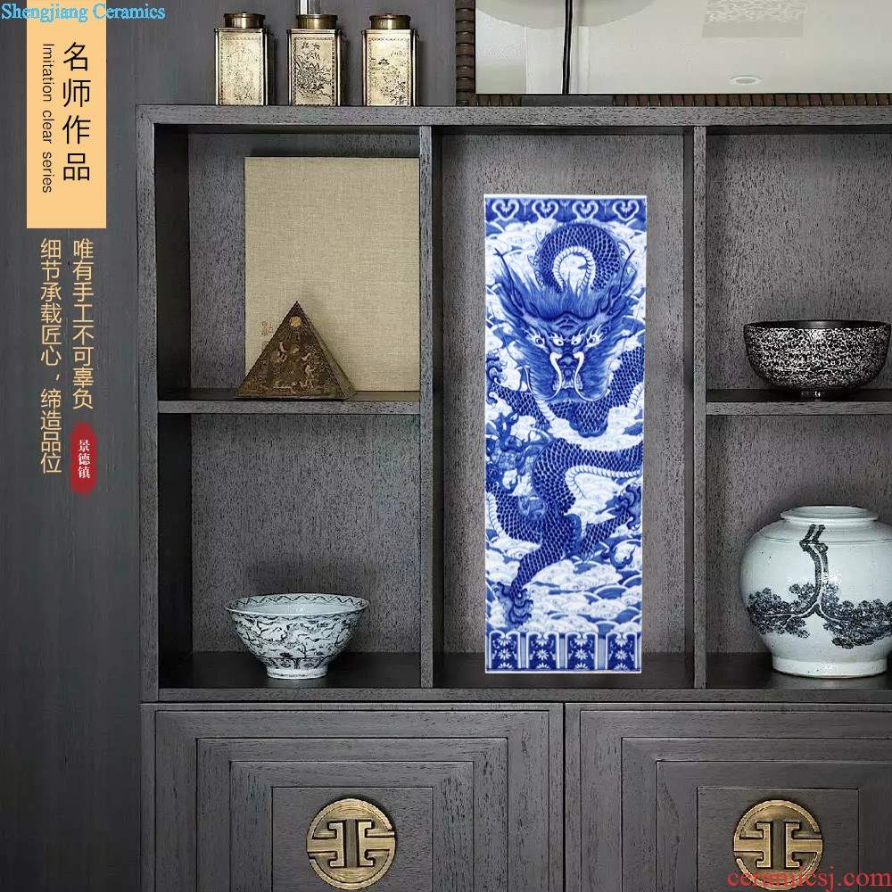 Jingdezhen ceramic furnishing articles hand-painted antique yellow scramble for flower general tank large Chinese style living room TV cabinet decoration