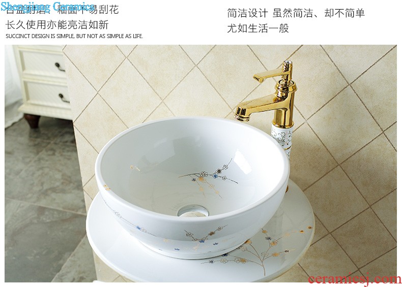 Archaize ceramic basin of pillar type lavatory sink basin integrated the balcony floor pillar toilet