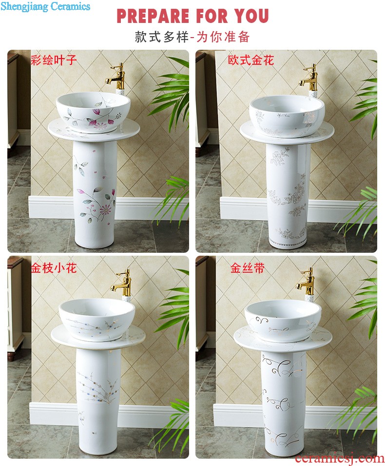 Archaize ceramic basin of pillar type lavatory sink basin integrated the balcony floor pillar toilet