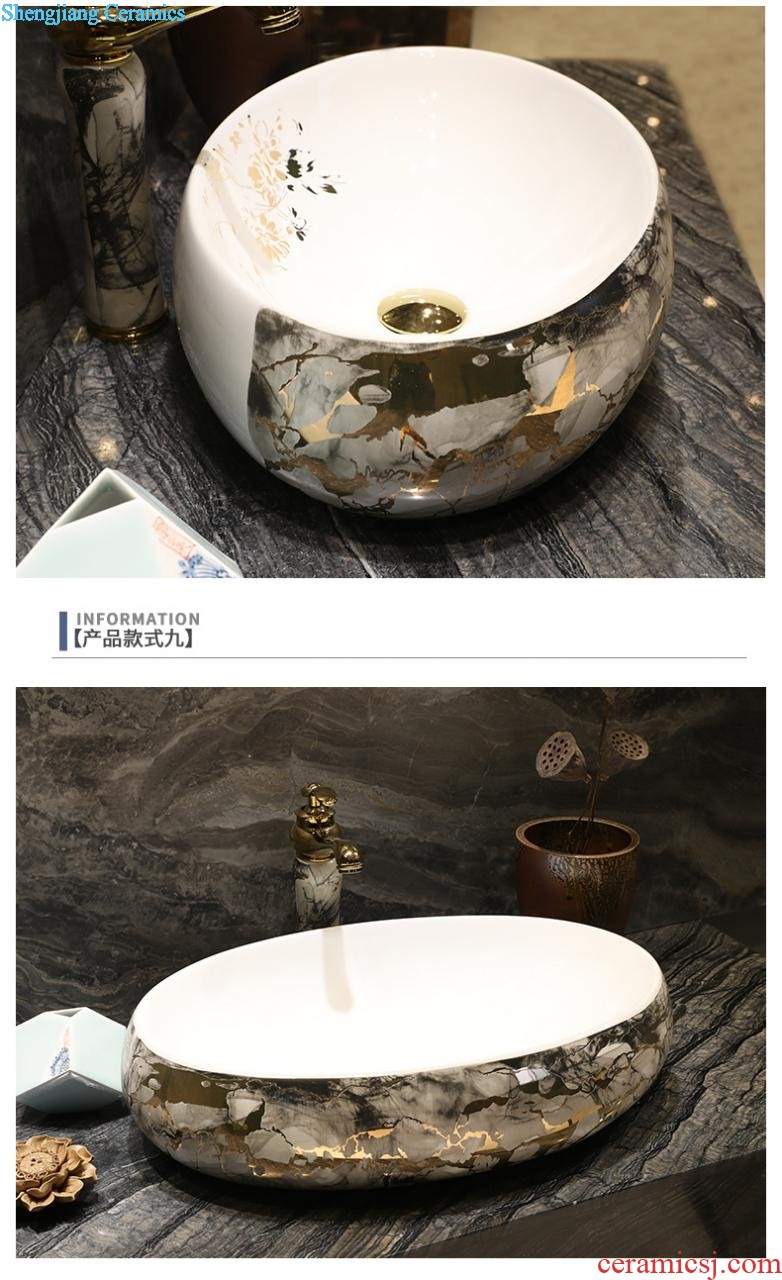 Ceramic art on the stage that wash basin of household toilet lavabo lavatory small circular north European wash basin