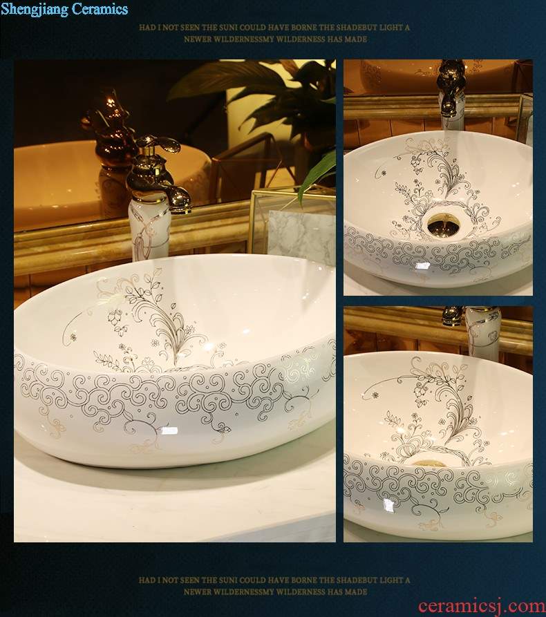 Ceramic basin of Chinese style on the sink on the lavatory circle creative art basin of restoring ancient ways round porcelain basin