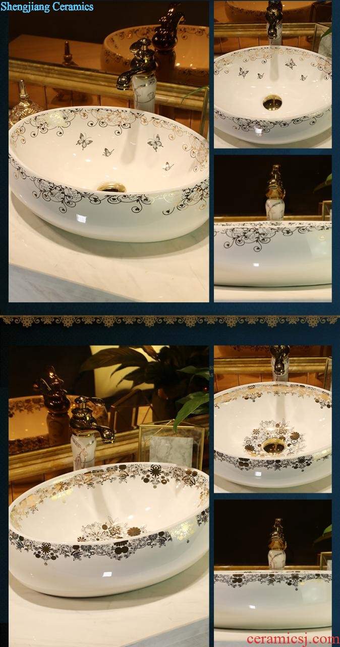 Ceramic basin of Chinese style on the sink on the lavatory circle creative art basin of restoring ancient ways round porcelain basin