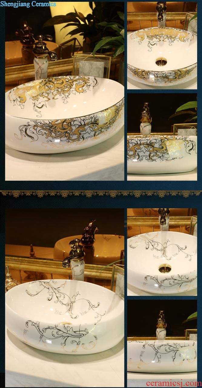 Ceramic basin of Chinese style on the sink on the lavatory circle creative art basin of restoring ancient ways round porcelain basin