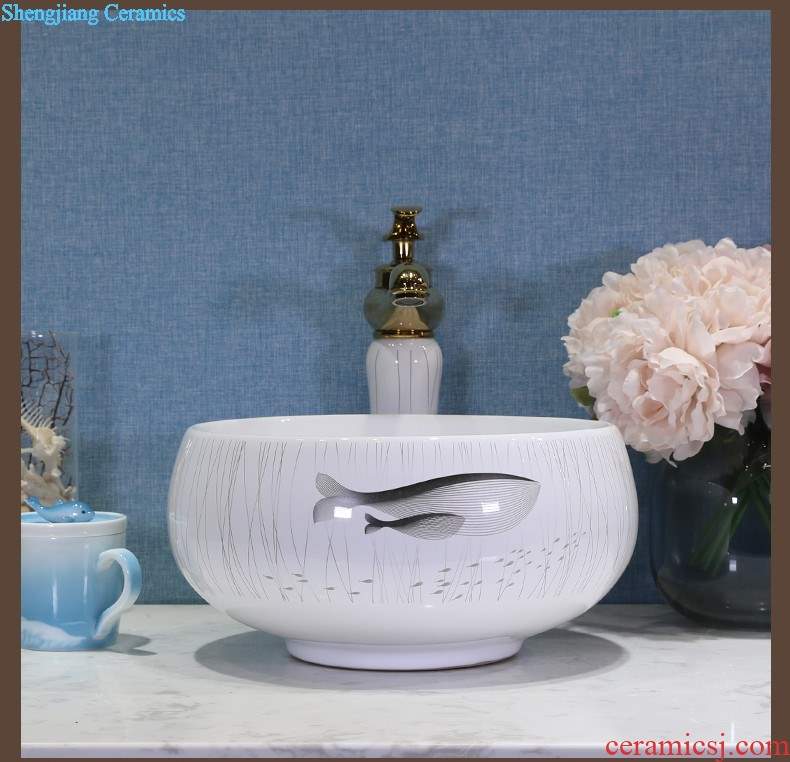 Gold cellnique stage basin circular jingdezhen ceramic lavatory toilet lavabo modern European sculpture gentoo