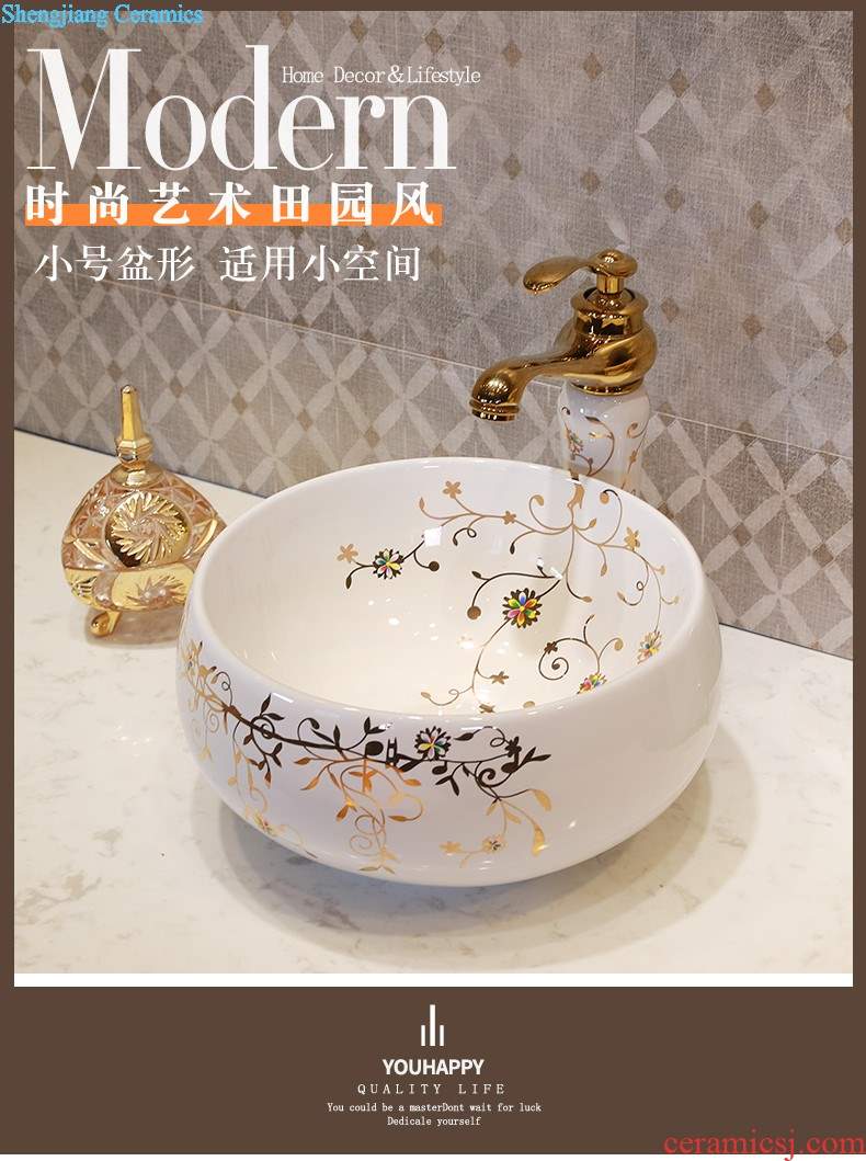 Gold cellnique stage basin circular jingdezhen ceramic lavatory toilet lavabo modern European sculpture gentoo