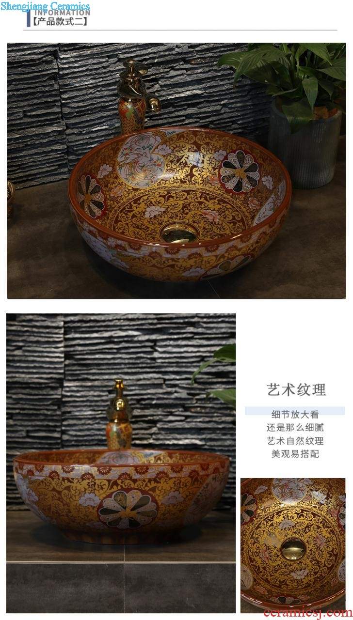 Gold cellnique jingdezhen ceramic lavabo art basin bathroom rectangular basin Bohemia