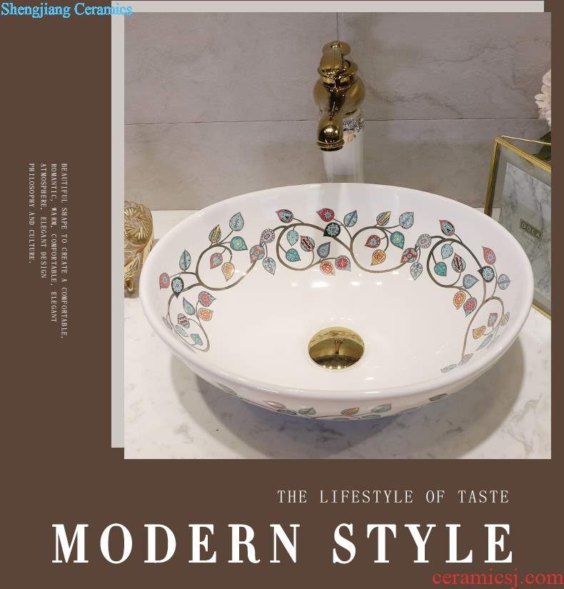 Gold cellnique stage basin circular jingdezhen ceramic lavatory toilet lavabo modern European sculpture gentoo