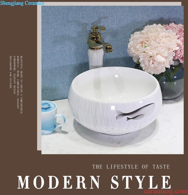 Gold cellnique stage basin circular jingdezhen ceramic lavatory toilet lavabo modern European sculpture gentoo