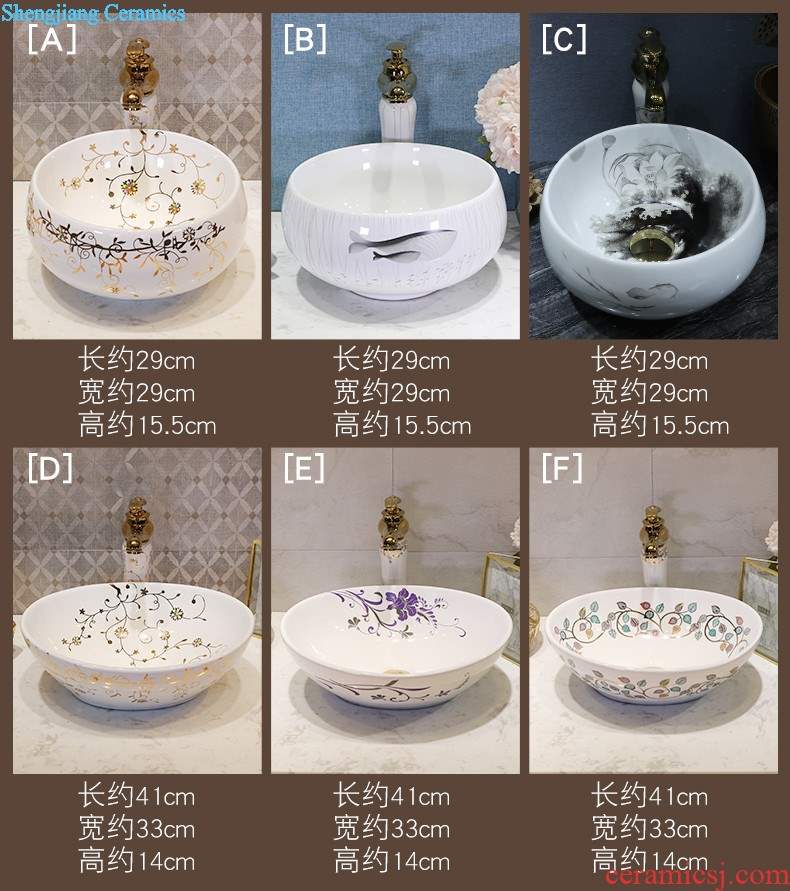 Gold cellnique stage basin circular jingdezhen ceramic lavatory toilet lavabo modern European sculpture gentoo