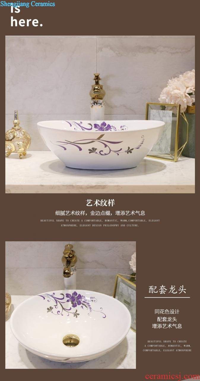 Gold cellnique stage basin circular jingdezhen ceramic lavatory toilet lavabo modern European sculpture gentoo