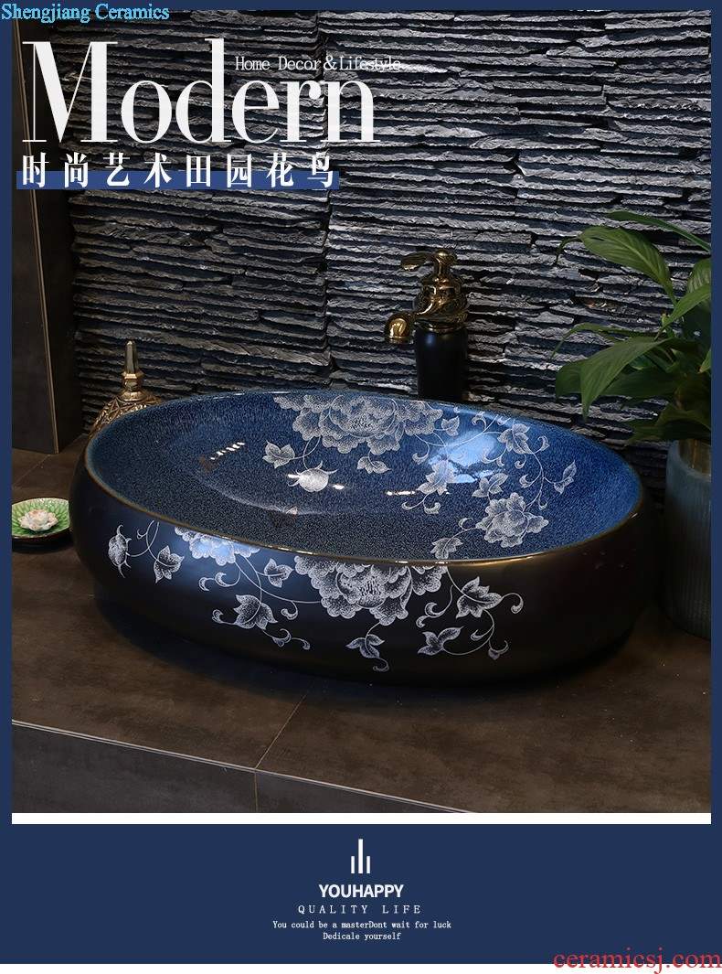 Art basin stage basin sink toilet lavatory ceramic household ink wash face basin oval lotus