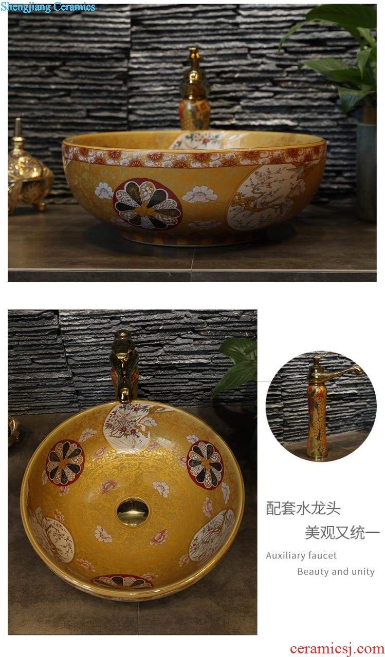 Gold cellnique jingdezhen ceramic lavabo art basin bathroom rectangular basin Bohemia