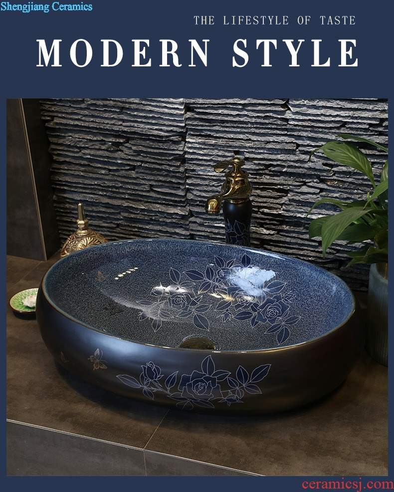 Ceramic art basin on its oval sink European contracted toilet lavatory marble basin