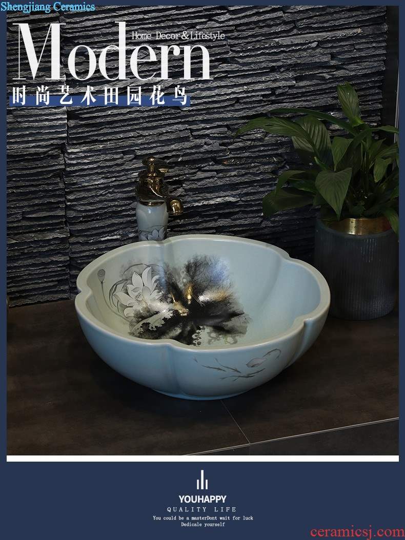 Nordic ceramic art on the stage basin sink round small family toilet small balcony wash basin