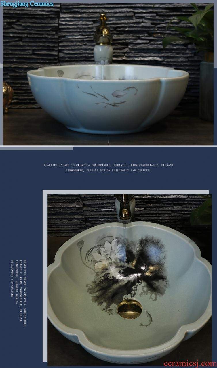 Nordic ceramic art on the stage basin sink round small family toilet small balcony wash basin