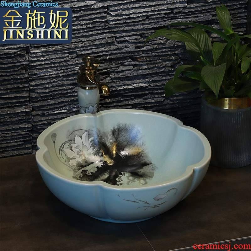 Nordic ceramic art on the stage basin sink round small family toilet small balcony wash basin