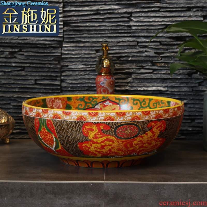 Ceramic art stage basin sink oval retro toilet lavatory basin small size household balcony