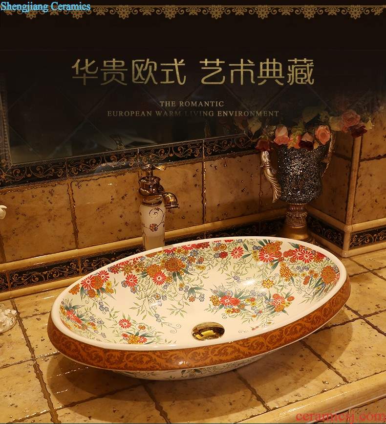 Northern European art ceramic stage basin sink household toilet lavatory faucet heightening basin restoring ancient ways