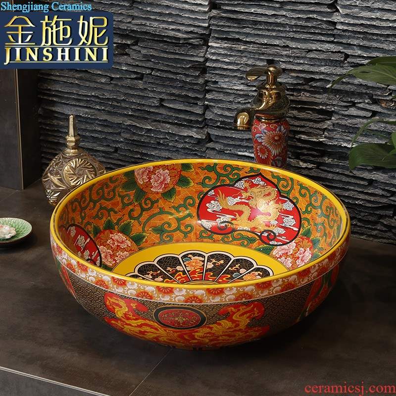 Ceramic art stage basin sink oval retro toilet lavatory basin small size household balcony