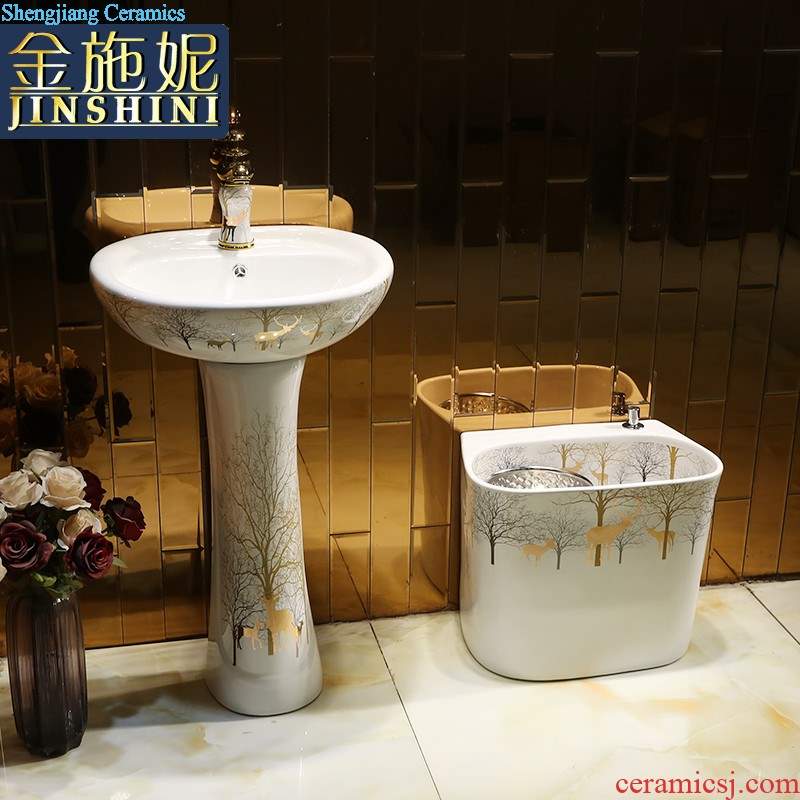 Table plate ceramic traditional Chinese style household lavabo circular fashion art toilet wash dish washing basin