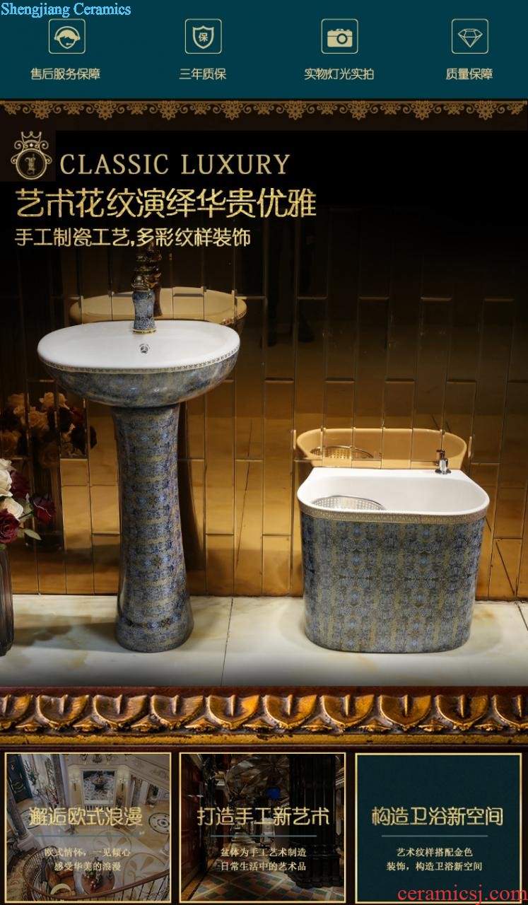 Gold cellnique European pillar lavabo ceramics basin Floor type lavatory hotel bathroom sink