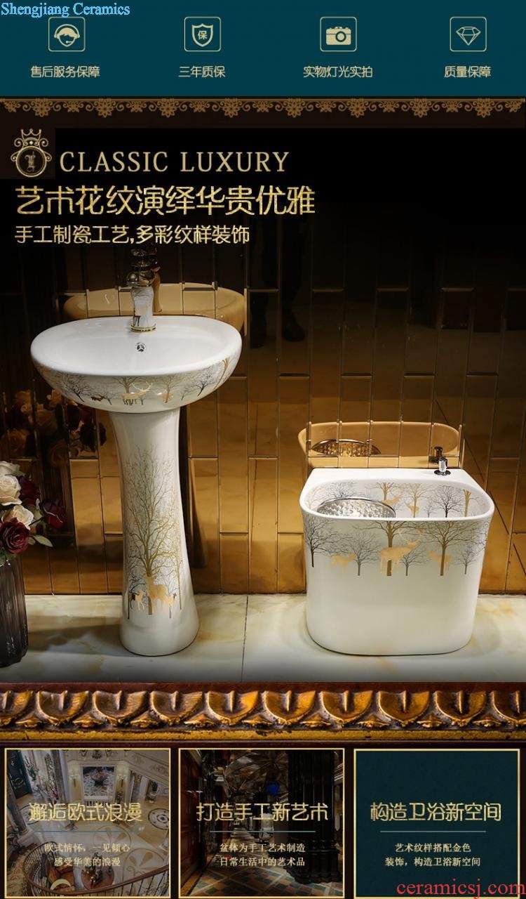 Table plate ceramic traditional Chinese style household lavabo circular fashion art toilet wash dish washing basin