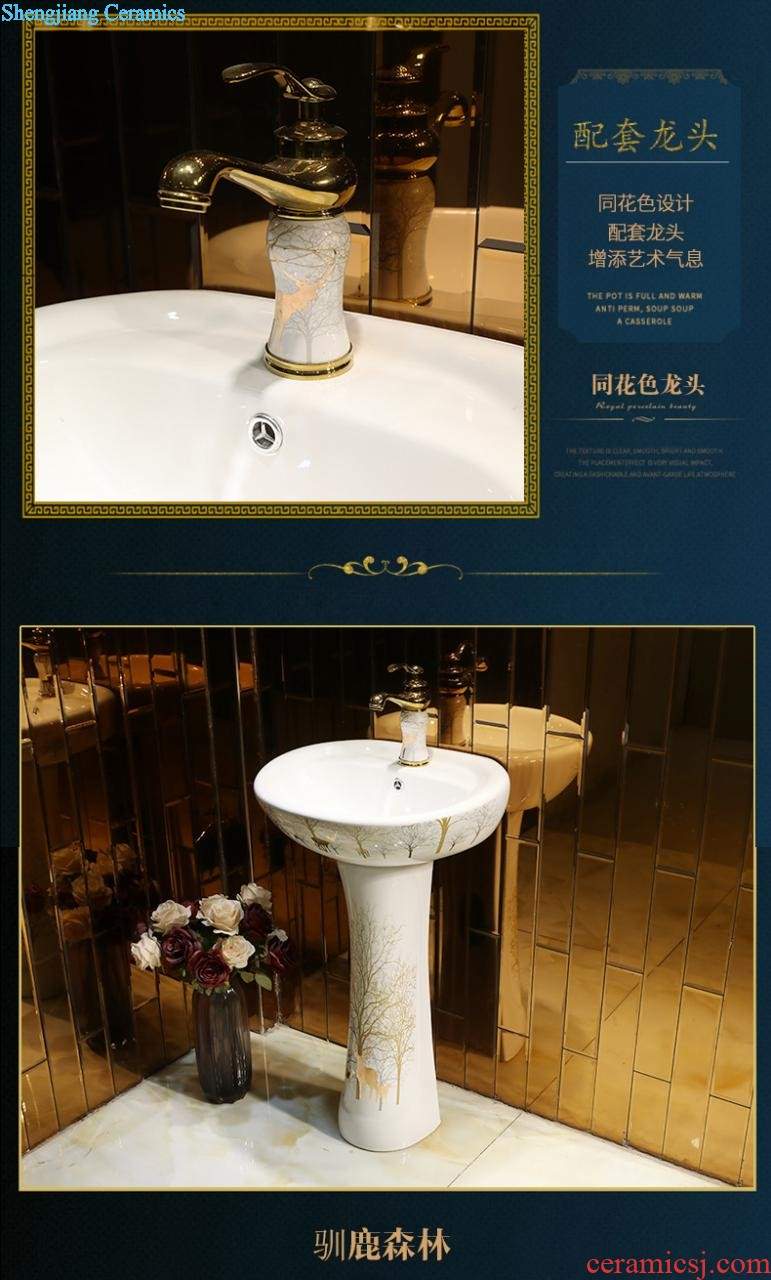 Table plate ceramic traditional Chinese style household lavabo circular fashion art toilet wash dish washing basin