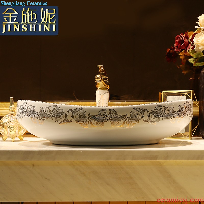 Gold cellnique art ceramic stage basin sink bathroom decoration of the basin that wash a face wash basin The square all pale haze