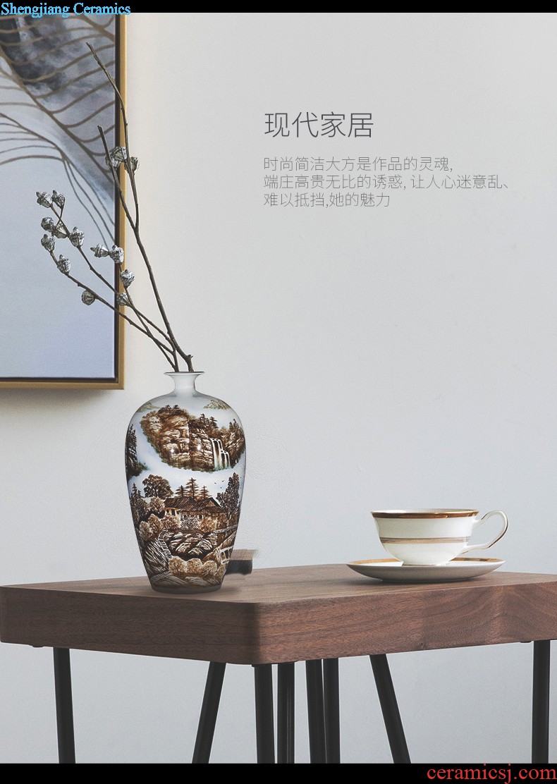 Jingdezhen ceramic hand-painted porcelain new Chinese style living room hotel home furnishing articles furnishing articles flower arrangement