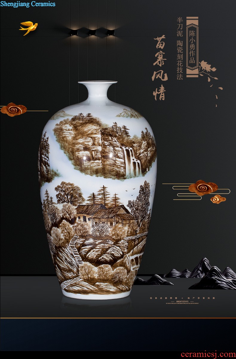 Jingdezhen ceramic hand-painted porcelain new Chinese style living room hotel home furnishing articles furnishing articles flower arrangement