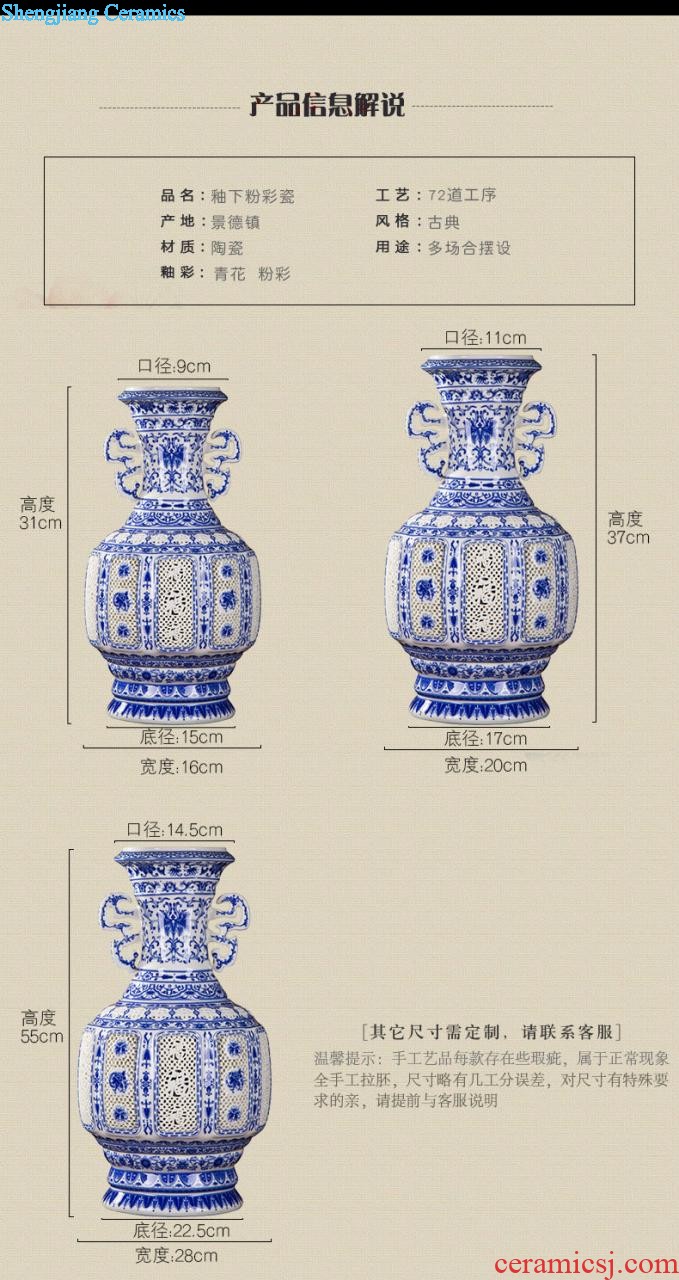 Jingdezhen ceramics festival 379 Chinese red the lad landing big vase decoration porcelain porcelain furnishing articles