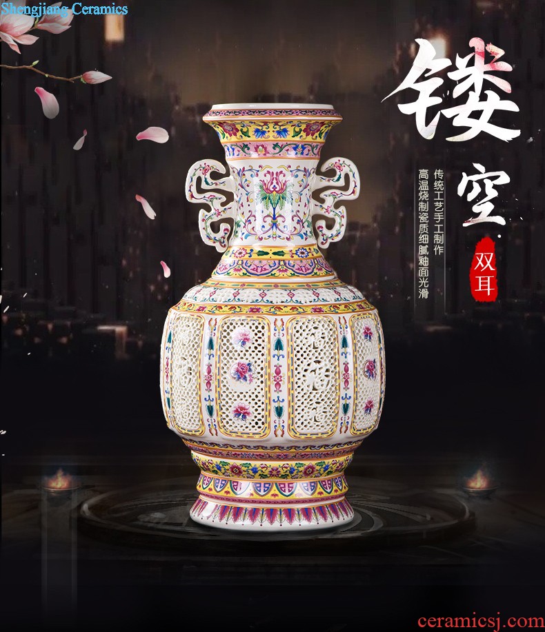 Jingdezhen ceramics festival 379 Chinese red the lad landing big vase decoration porcelain porcelain furnishing articles