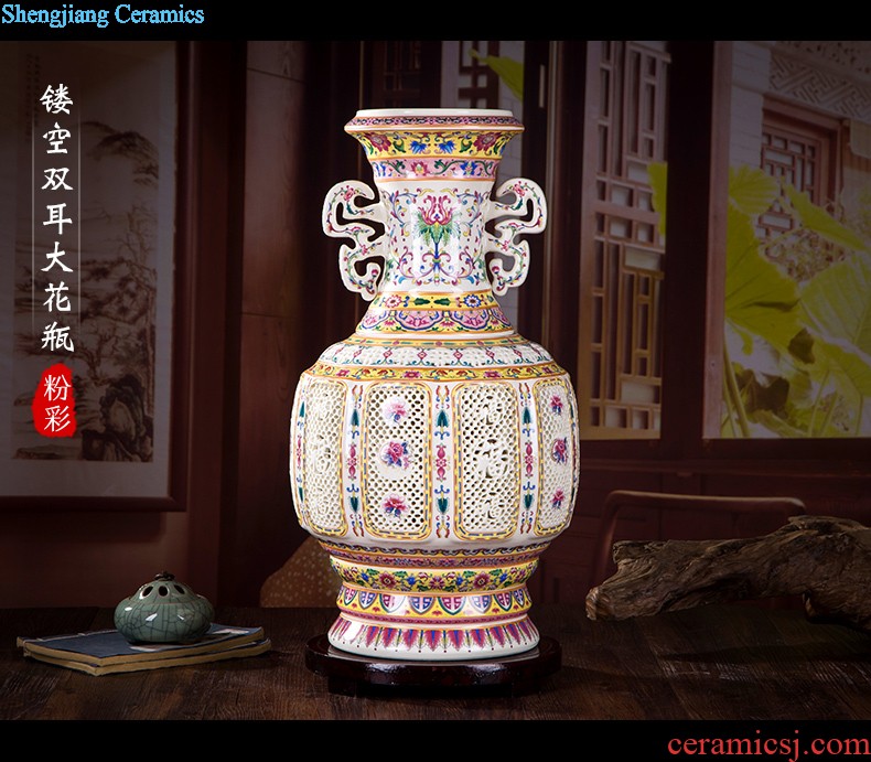 Jingdezhen ceramics festival 379 Chinese red the lad landing big vase decoration porcelain porcelain furnishing articles