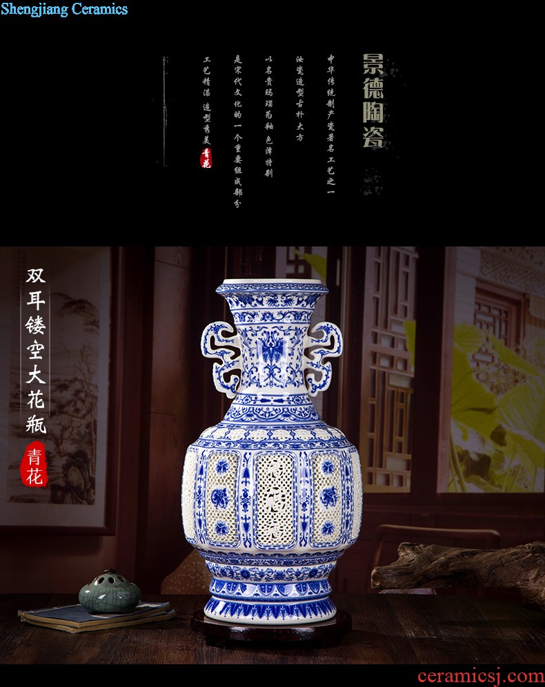 Jingdezhen ceramics festival 379 Chinese red the lad landing big vase decoration porcelain porcelain furnishing articles