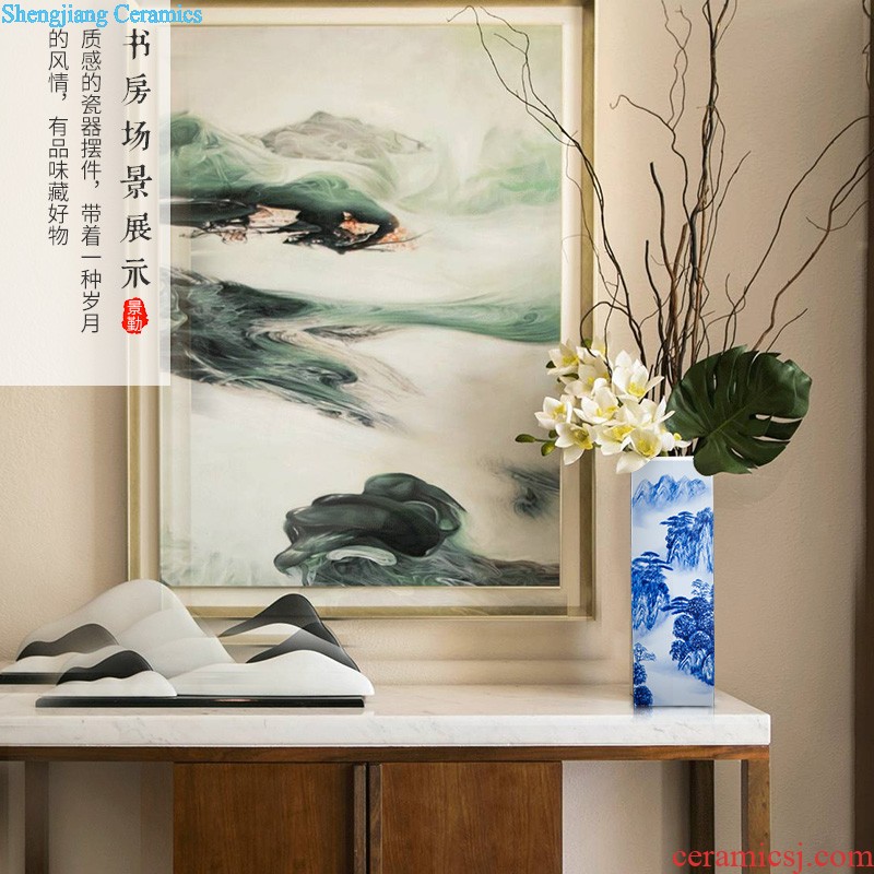 Jingdezhen porcelain vases, pottery and porcelain hand-painted scenery of blue and white porcelain flower arranging place new Chinese style household adornment sitting room