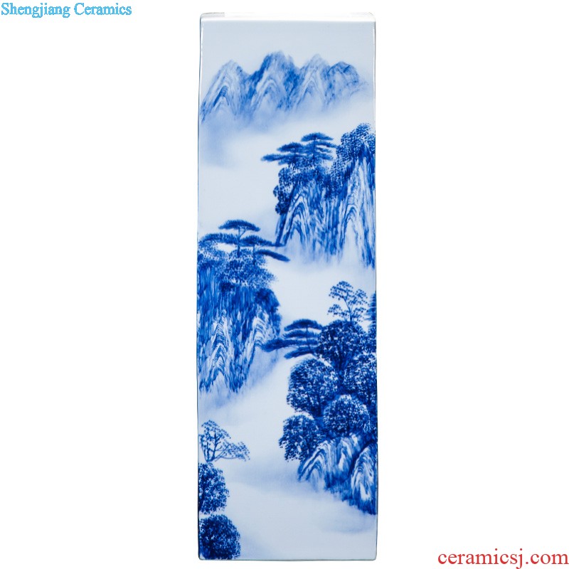 Jingdezhen porcelain vases, pottery and porcelain hand-painted scenery of blue and white porcelain flower arranging place new Chinese style household adornment sitting room