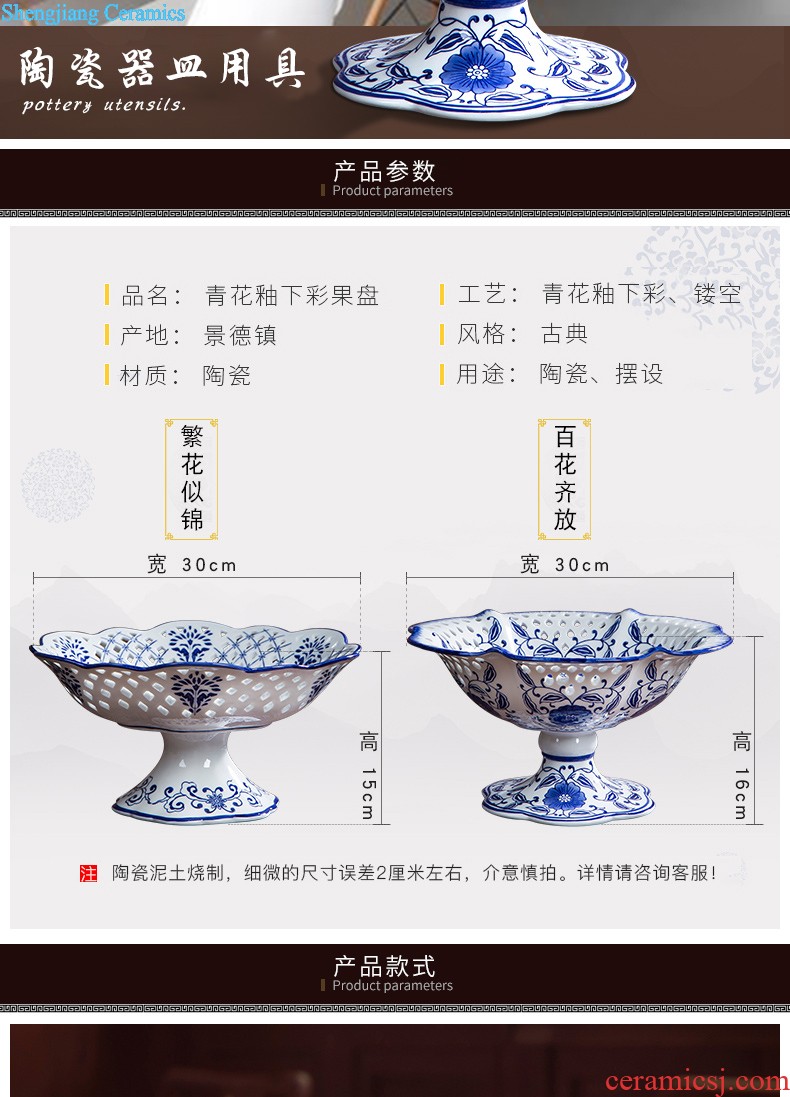 Jingdezhen ceramic famille rose 160 blue and white porcelain vases, hand-painted bucket color lotus The sitting room home handicraft furnishing articles