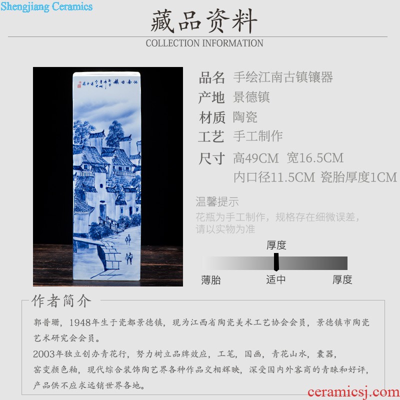 Hand draw the miao customs mesa square vase of blue and white porcelain of jingdezhen ceramics receive furnishing articles study calligraphy and painting