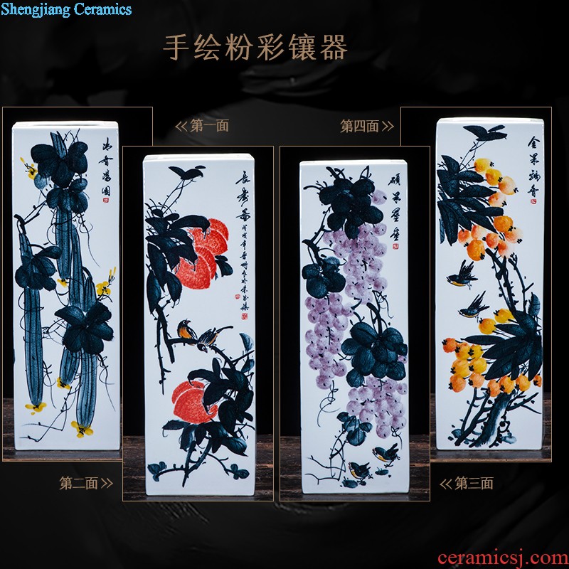 Master of jingdezhen ceramics hand-painted quiver jiangnan town blue and white porcelain vase painting and calligraphy calligraphy and painting study furnishing articles