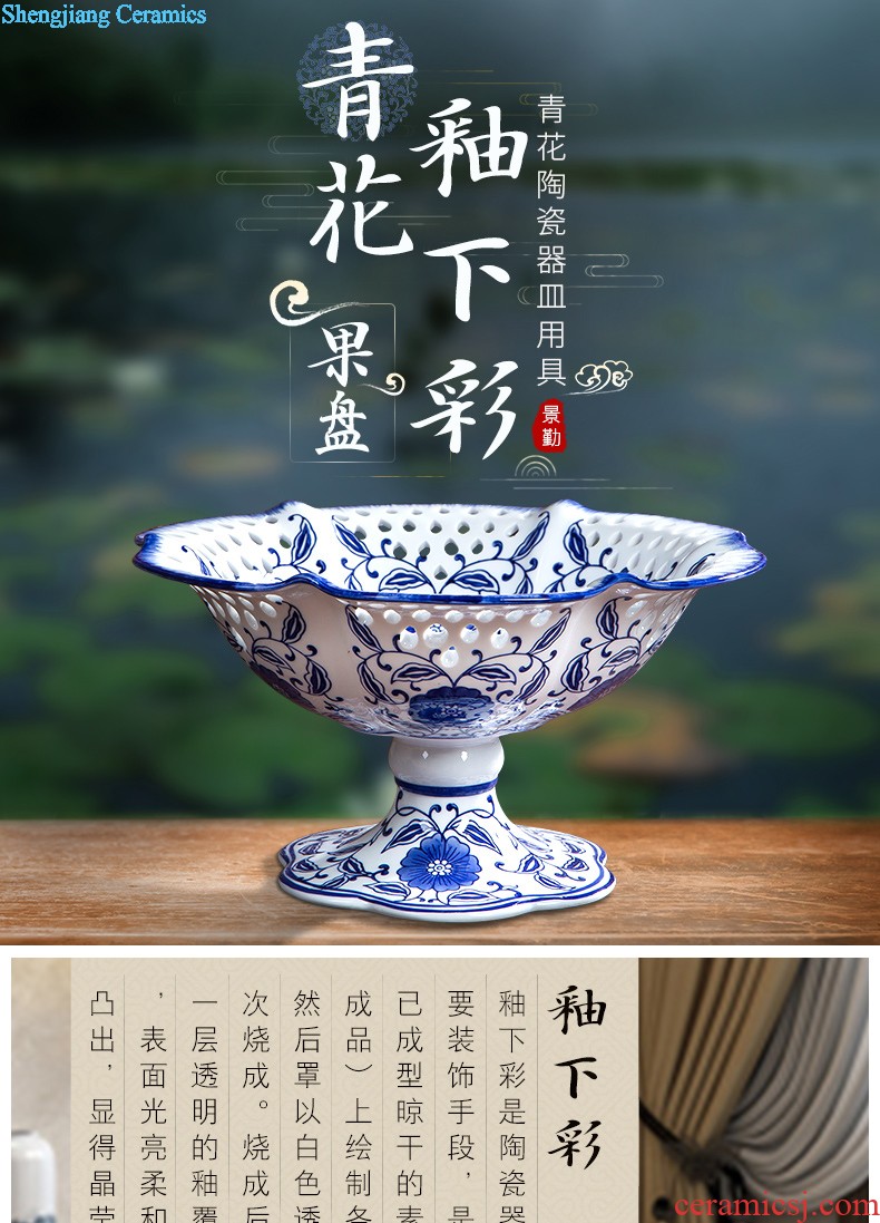 Jingdezhen ceramic famille rose 160 blue and white porcelain vases, hand-painted bucket color lotus The sitting room home handicraft furnishing articles