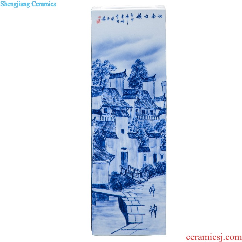 Hand draw the miao customs mesa square vase of blue and white porcelain of jingdezhen ceramics receive furnishing articles study calligraphy and painting