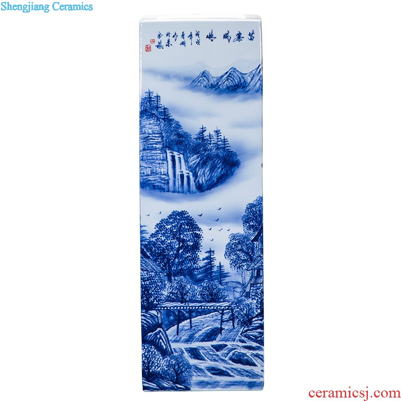 Jingdezhen ceramics hand-painted golden elegance quiver blue and white porcelain vase painting and calligraphy calligraphy and painting study furnishing articles